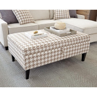 Coaster Furniture 910204 Upholstered Storage Ottoman Beige and White